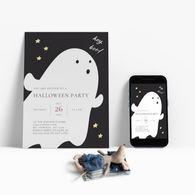 Söt spök Halloween-fest-inbjudan Inbjudningar (Skapare uppladdad)