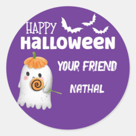 Söt spök Halloween-fest rund sticker Runt Klistermärke