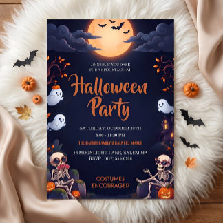 Söt spök Halloween-festinvitation Inbjudningar