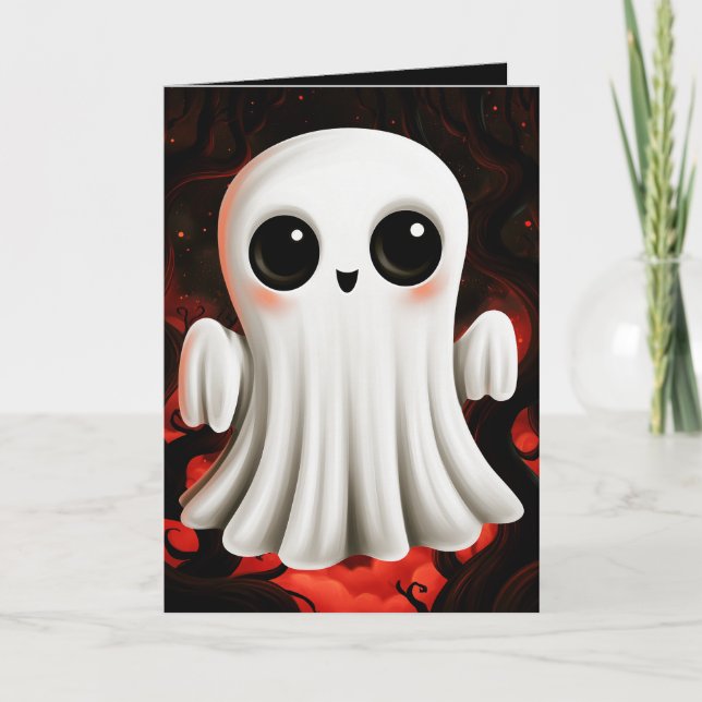 Söt spök Halloween-illustration Kort (Framsida)