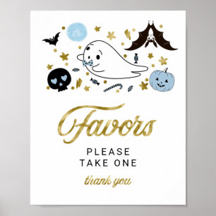 Söt spök Halloween pojke baby shower presenter sky Poster