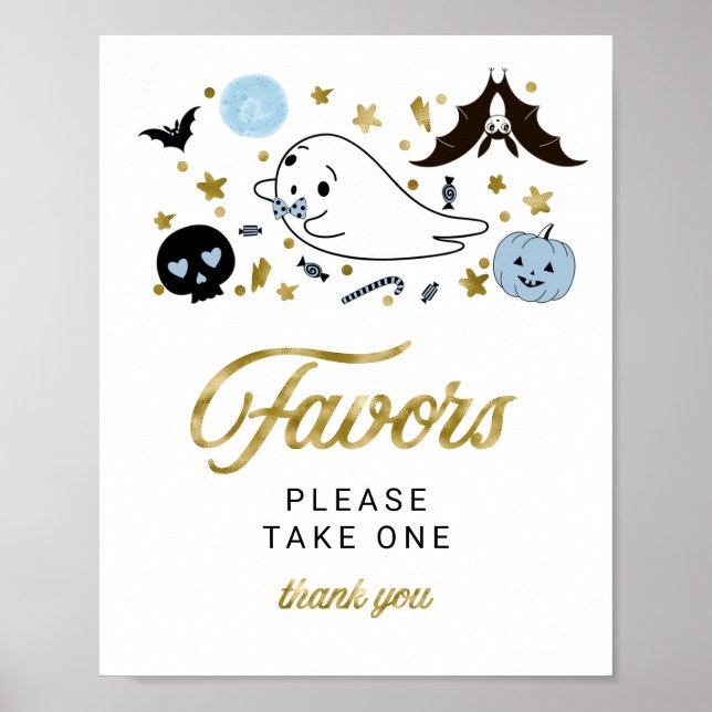 Söt spök Halloween pojke baby shower presenter sky Poster (Framsidan)