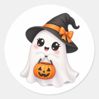 Söt spök halloween runt klistermärke