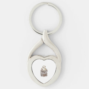 Söt Spök Halloween Vintage Omskolande Tröja_1 Twisted Heart Silverfärgad Nyckelring