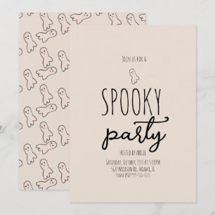 Söt spök Halloweenfest Mini Doodle  Inbjudningar