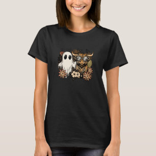 Söt spök highland ko nötkreatur solglasögon blommo t shirt