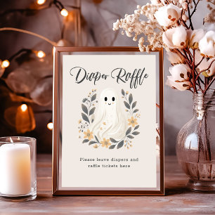 Söt spök höst blöja lotteri baby shower skylt