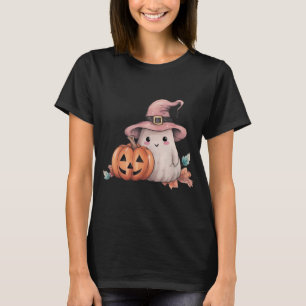 Söt Spök Jack-O' Lantern Lämnar Svart Halloween T Shirt