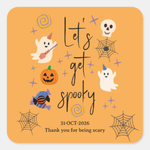 Söt spök-kontorsfamilj Halloween-fest Fyrkantigt Klistermärke