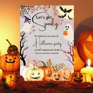 Söt spök-kontorsfamilj Halloween-fest Inbjudningar