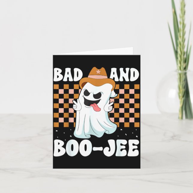 Söt Spök Lyx Dålig Och Lyxig Halloween Kort (Framsida)