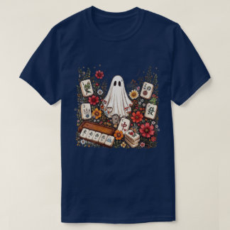 Söt spök Mahjong blommiga brickor grafik T Shirt