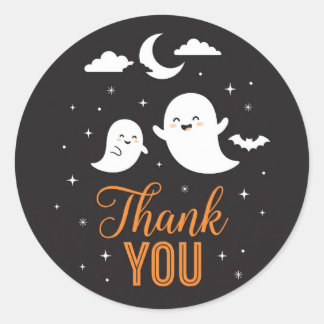 Söt spök-natt tack Halloween rund dekal Runt Klistermärke