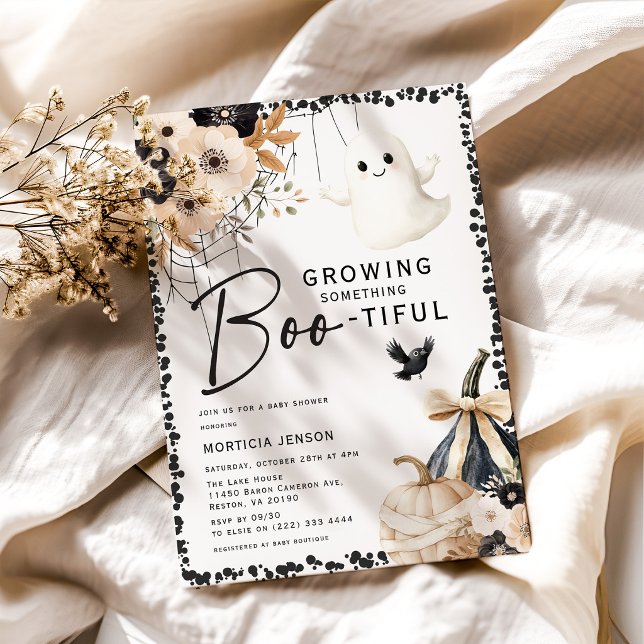 Söt spök- och blomster Halloween-bebisfest Inbjudningar (Skapare uppladdad)