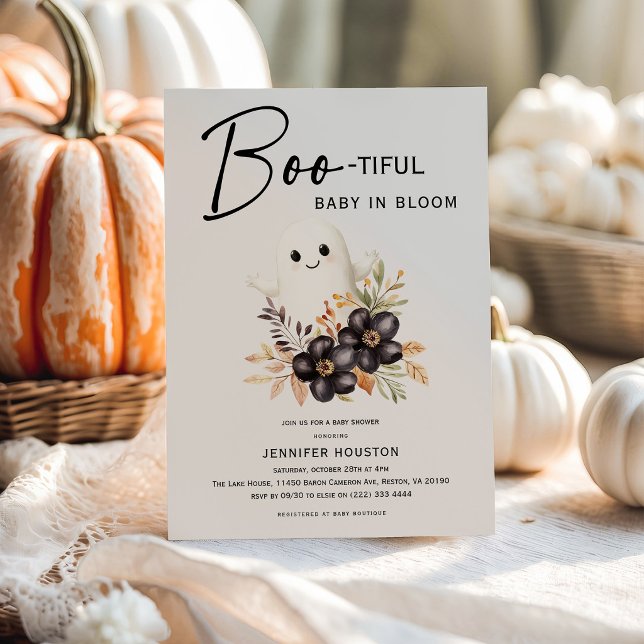 Söt spök- och blomster-Halloween-bebisshower Inbjudningar (Skapare uppladdad)