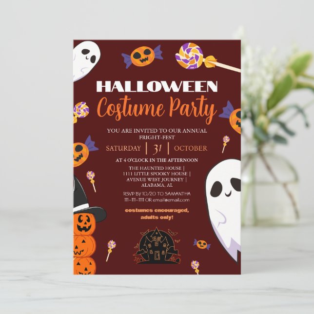 Söt spök- och godis Halloween-kostymfest Inbjudningar (Stående Fram)