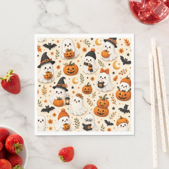 Söt spök- och pumpa Halloween-mönsterpapper Pappersservett (Insitu)