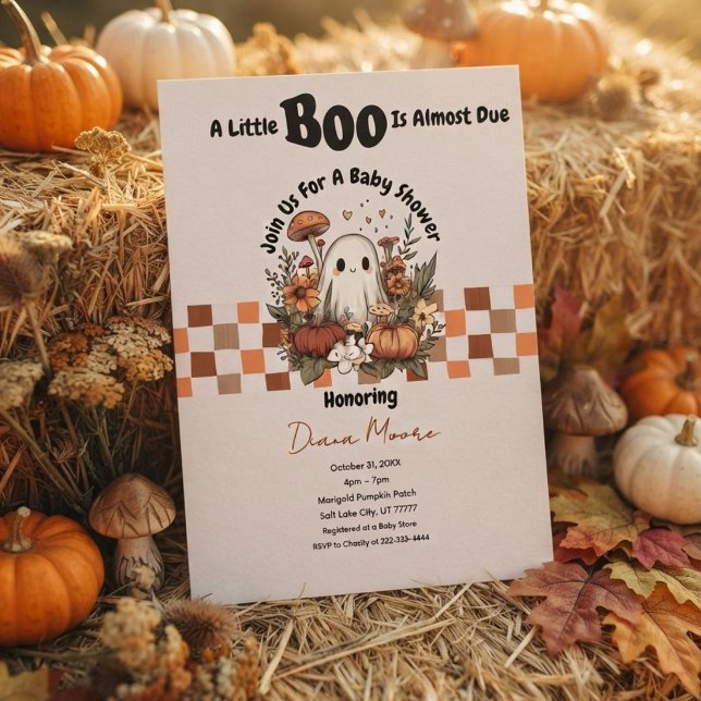 Söt spök- och pumpafullsönd Halloween-bebisfest Inbjudningar (Skapare uppladdad)