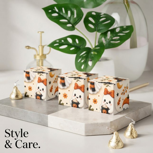 Söt spök- och pumpapumpa Halloween-mönster Klassis Presentaskar (Cute Ghost & Pumpkin Halloween Pattern Classic Favor Boxes)