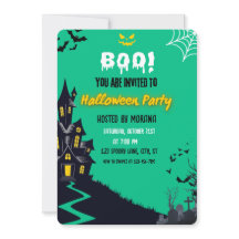 Söt spök- och spökhus Halloween-fest inbjudan