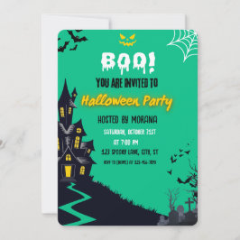 Söt spök- och spökhus Halloween-fest inbjudan