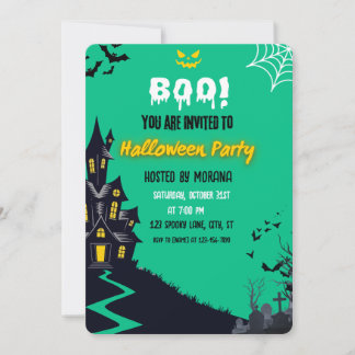 Söt spök- och spökhus Halloween-fest inbjudan