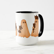 Söt spök- och svart katt Halloween-mugg