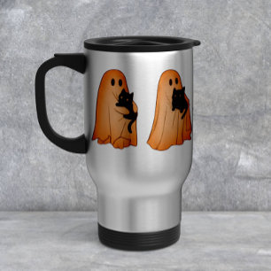 Söt spök- och svart katt Halloween-mugg Resemugg