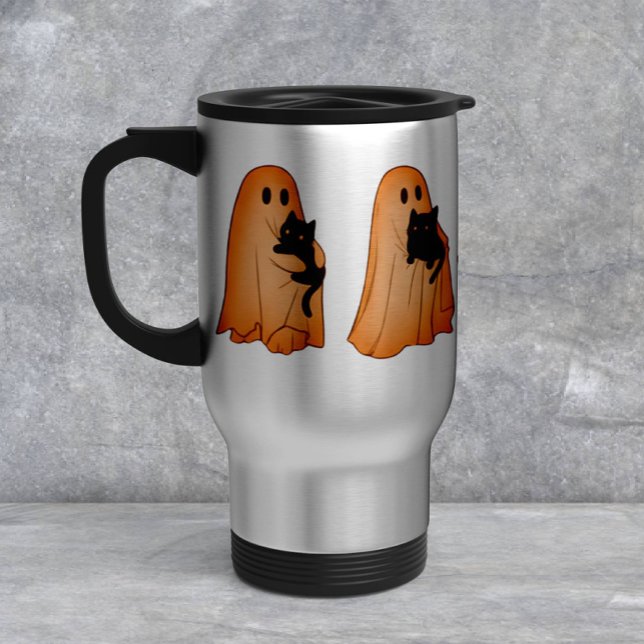 Söt spök- och svart katt Halloween-mugg Resemugg (Skapare uppladdad)