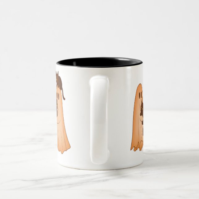 Söt spök- och svart katt Halloween-mugg Två-Tonad Mugg (Handtag)