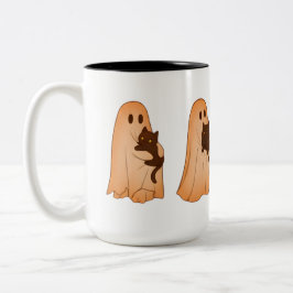 Söt spök- och svart katt Halloween-mugg Två-Tonad Mugg