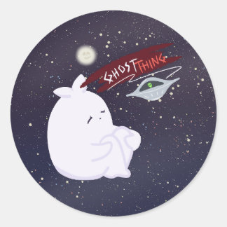 Söt spök- och UFO-dekal Runt Klistermärke