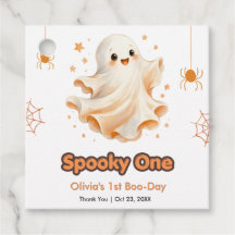 Söt spök skrämmande ett Halloween 1-års födelsedag