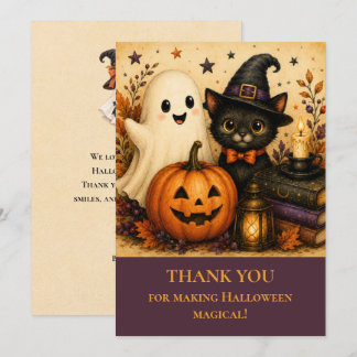 Söt spök svart katt Halloween Tack Kort