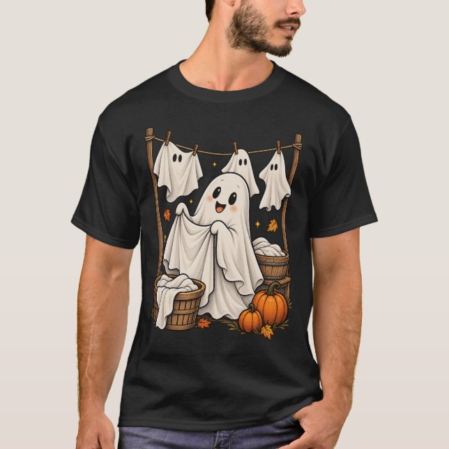 Söt Spök Tvätt Halloween T Shirt (Framsida)