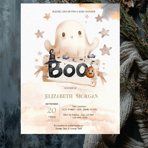 Söt spökbåge Boo Baby Shower Inbjudningar