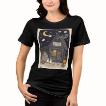 Söt spökbat Halloween-t-shirt för kvinnor, kuslig