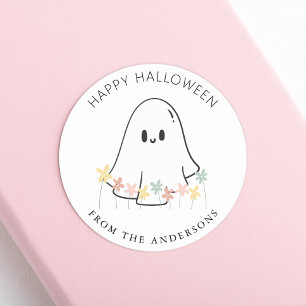 Söt spökblomma Halloween Runt Klistermärke