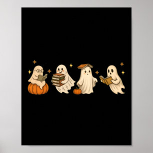 Söt spökbokklubb läser Halloween kuslig Poster