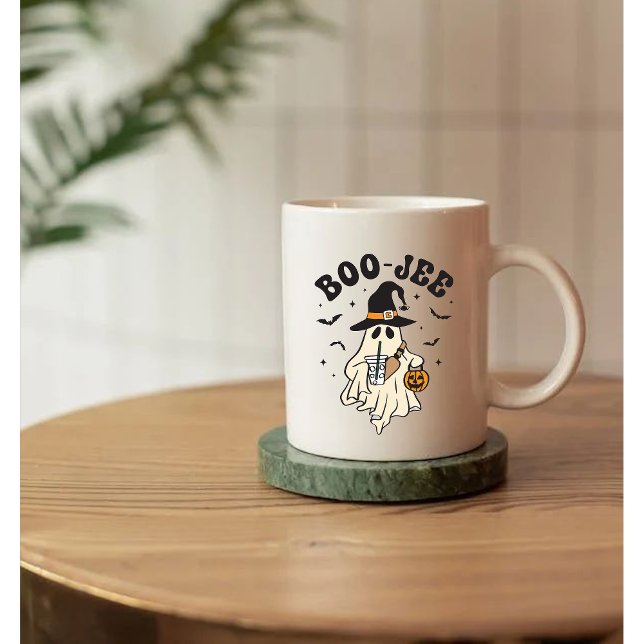 Söt spökboo med iskaffe kaffemugg (Skapare uppladdad)