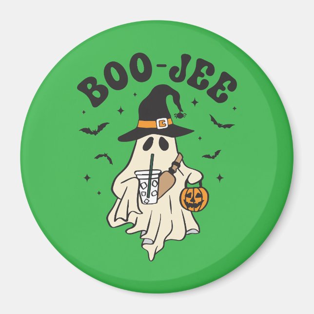 Söt spökboo med iskaffe magnet (Framsidan)
