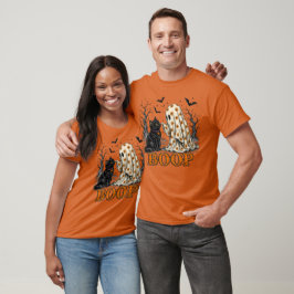 Söt spökboop svart katt blomster Halloween-konst T Shirt