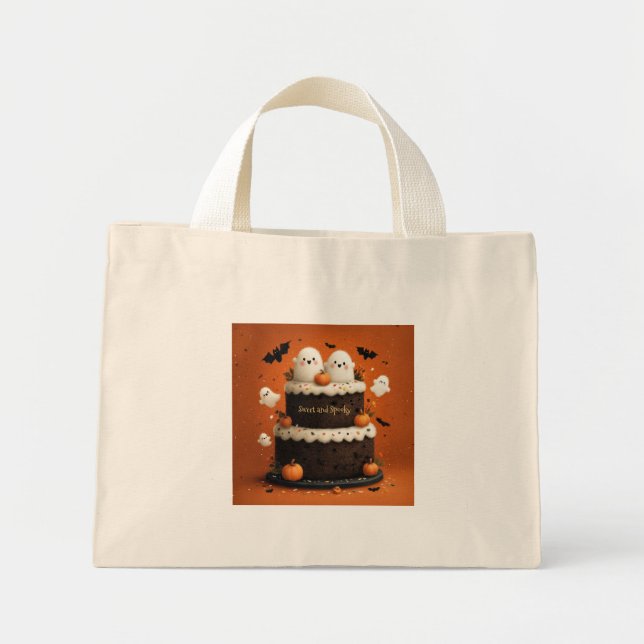 Söt spökchokladkaka Söt och läskig Mini Tygkasse (Framsidan)