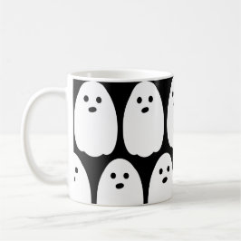 Söt spökdesign i svart och vitt kaffemugg