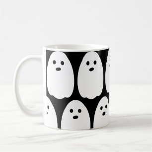 Söt spökdesign i svart och vitt kaffemugg
