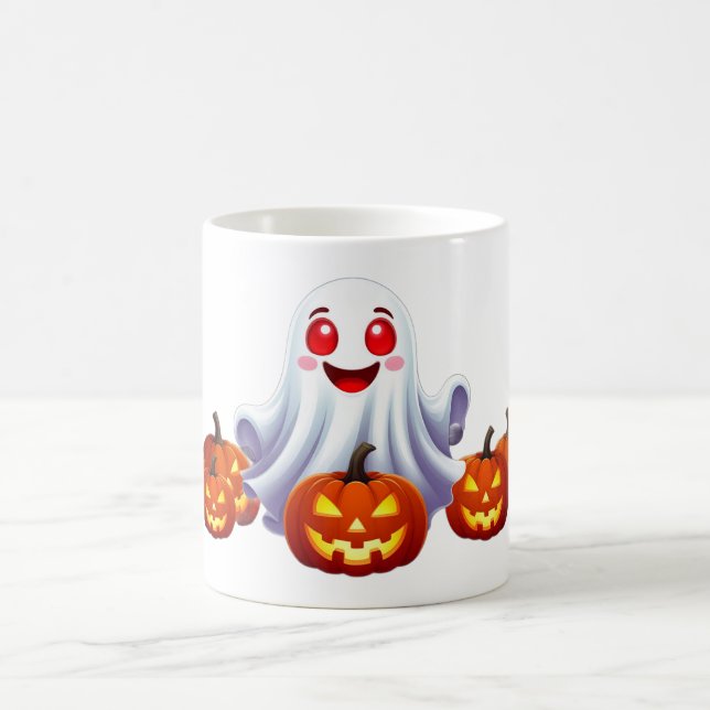 Söt spökdesign med lysande halloweenpumpor ✨ kaffemugg (Center)
