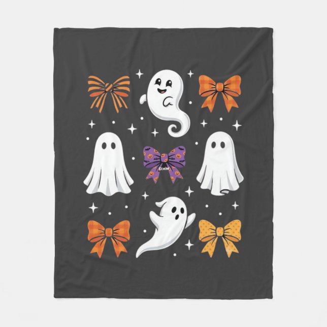 Söt spökdesign med slingor Halloween_1 Fleecefilt (Framsidan)