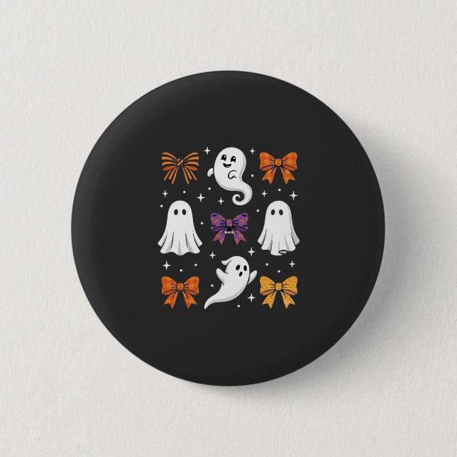 Söt spökdesign med slingor Halloween_1 Knapp (Framsida)
