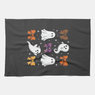 Söt spökdesign med slingor Halloween_1 Kökshandduk