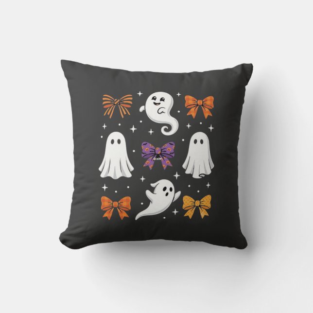 Söt spökdesign med slingor Halloween_1 Kudde (Framsida)